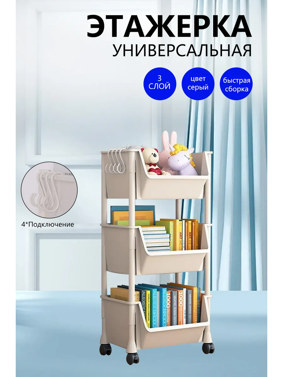 Система хранения Этажерка для детских 3 корзины