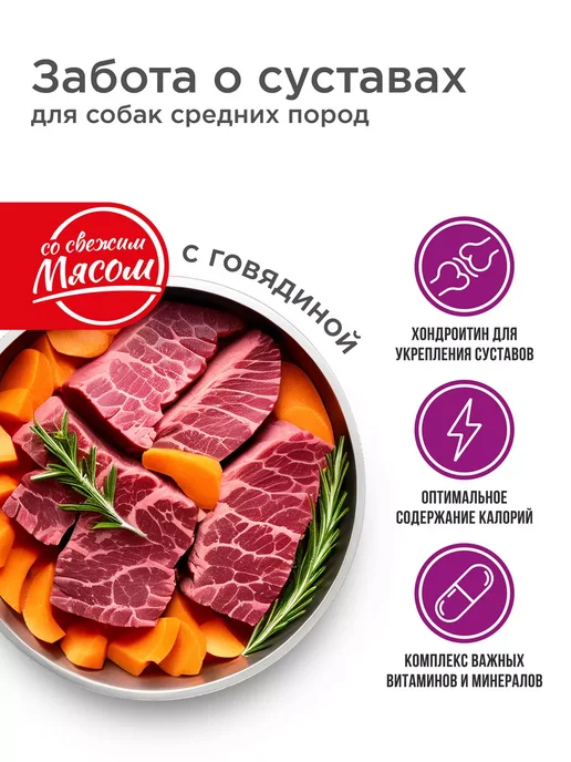 Сухой корм QUATTRO Суставов для собак, взрослые, говядина, 12 кг, фото 2