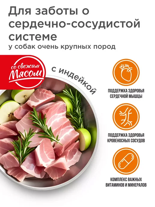 Сухой корм QUATTRO Сердца для собак, крупные, индейка, 2,5 кг, фото 2