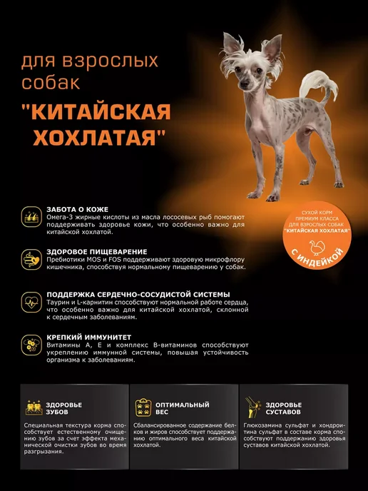 Сухой корм QUATTRO Китайская Хохлатая для собак, индейка, 2,5 кг, фото 2