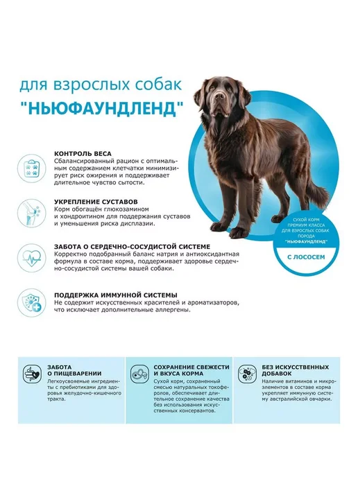 Сухой корм QUATTRO Ньюфаундленд для собак, лосось, 12 кг, фото 2