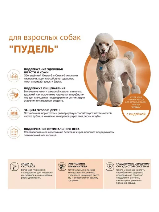 Сухой корм QUATTRO Пудель для собак, индейка, 2,5 кг, фото 2