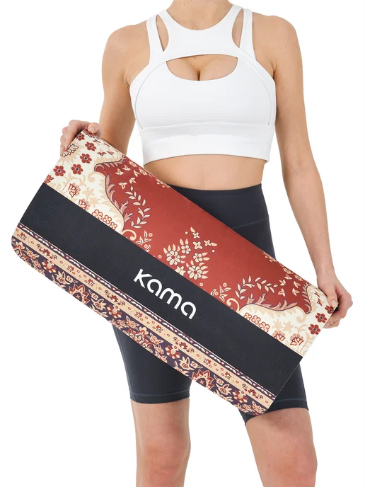 Kama Коврик для йоги и фитнеса нескользящий, ТПЭ, микрофибра, вариант, фото 6