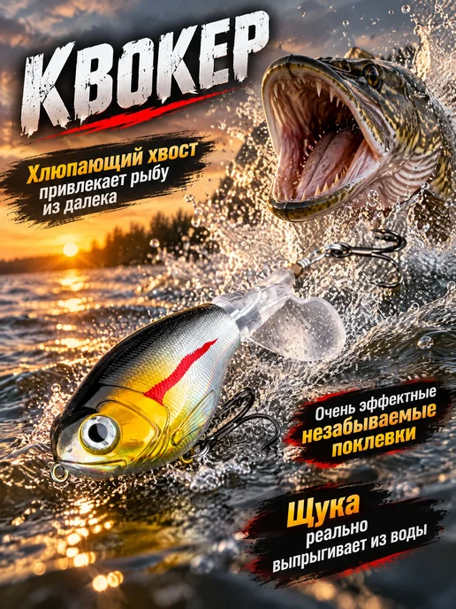 Proberos Воблер квокер (17гр. 9см.) пропбейт, поппер, 17 г, фото 3