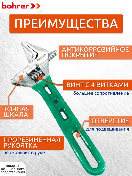 RITTER Разводной ключ с тонкими губками 200 мм, 200, фото 2