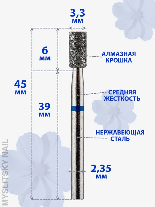 ВладМиВа Фреза алмазная для маникюра, педикюра цилиндр для кутикулы, вариант, фото 2