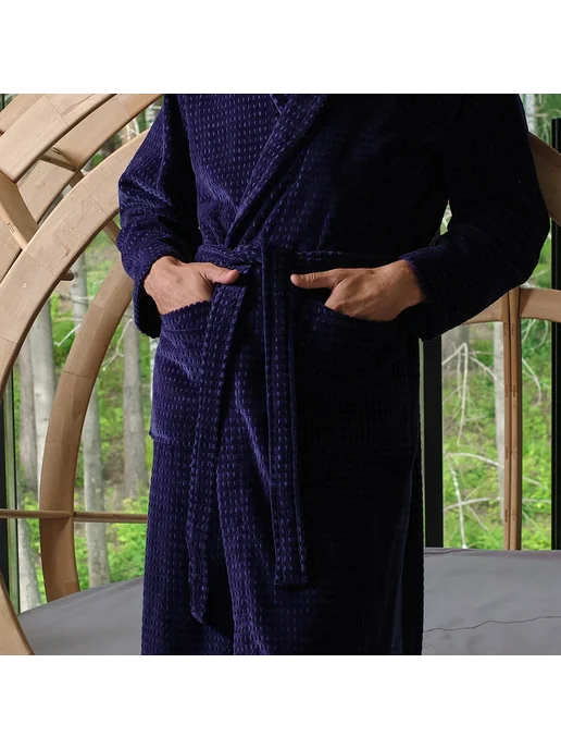 Лучшее для дома Халат махровый Comfort цвет синий, р. 56-58 (L) 100% хлопок, 5658 л, фото 2