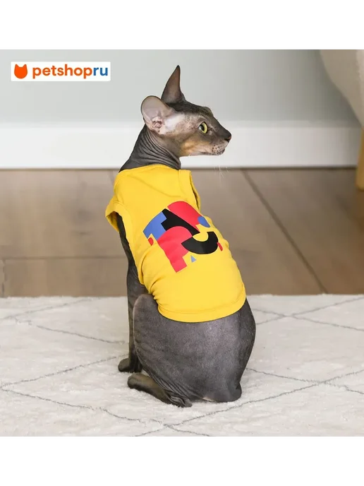 PetShop Майка для кошек и собак "Тайо" желтая с принтом, L Tappi, желтый, фото 2