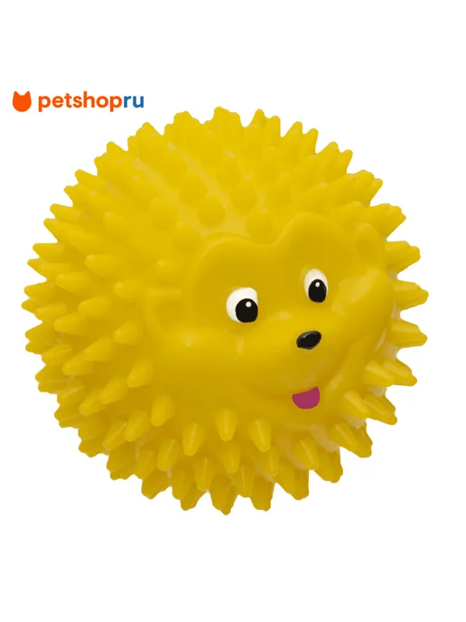 PetShop Игрушка для собак мяч ежик 8 см желтая Tappi, желтый, фото 2