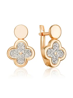 Серьги из красного золота 585 пробы с фианитом PLATINA 301778405 купить за 56 354 ₽ в интернет-магазине Wildberries