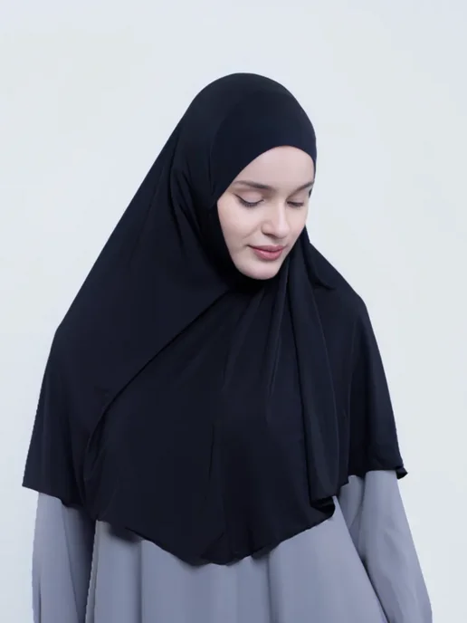 MUSLIM CLOTHING Хиджаб готовый мусульманский Химар длинный для женщин, черный, фото 4