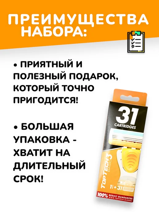 БУДЕТ! Красота Станок для бритья многоразовый - 1 бритва + 31 кассета, белый, фото 5
