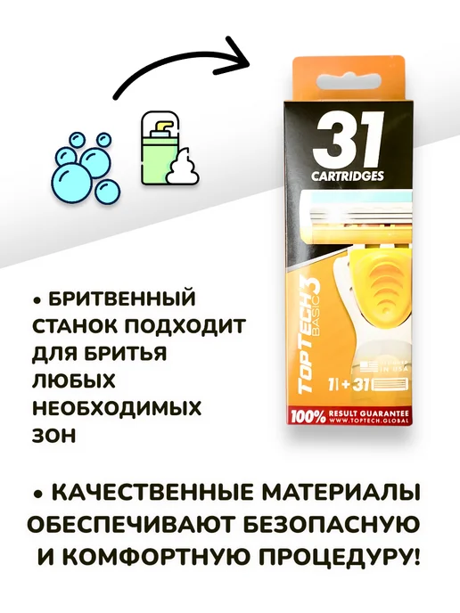 БУДЕТ! Красота Станок для бритья многоразовый - 3 бритвы + 93 кассеты, белый, фото 2