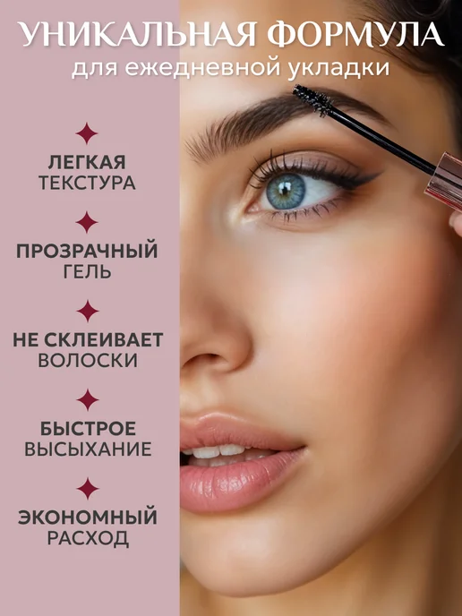 Гель для бровей прозрачный фиксирующий стойкий, прозрачный, фото 2