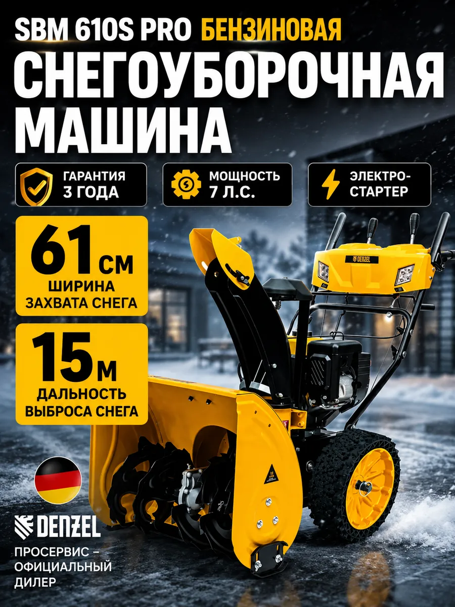 Снегоуборщик бензиновый самоходный с электростартером 97654