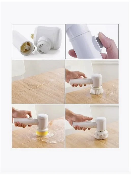 StoreeInHome Электрическая щетка для уборки с насадками Magic Brush 5 в 1, белый, фото 3