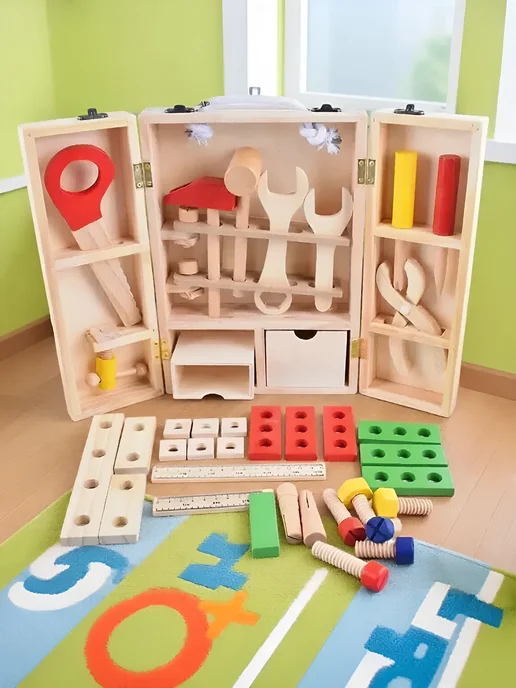 WoodenToys Игровой набор инструменты в чемодане, красный, фото 2