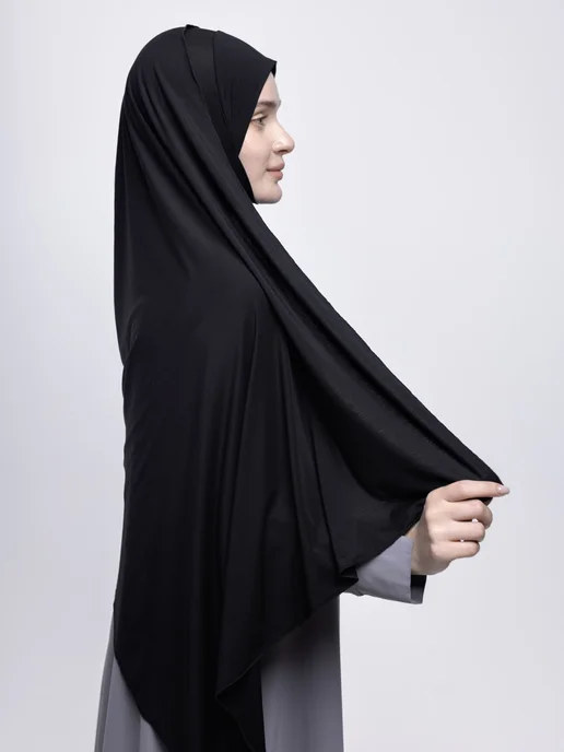 MUSLIM CLOTHING Готовый шарф хиджаб калифорния мусульманский Шейла черная, черный, фото 2