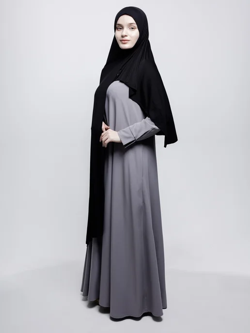 MUSLIM CLOTHING Готовый шарф хиджаб калифорния мусульманский Шейла черная, черный, фото 4