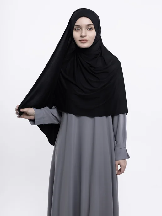 MUSLIM CLOTHING Готовый шарф хиджаб калифорния мусульманский Шейла черная, черный, фото 7