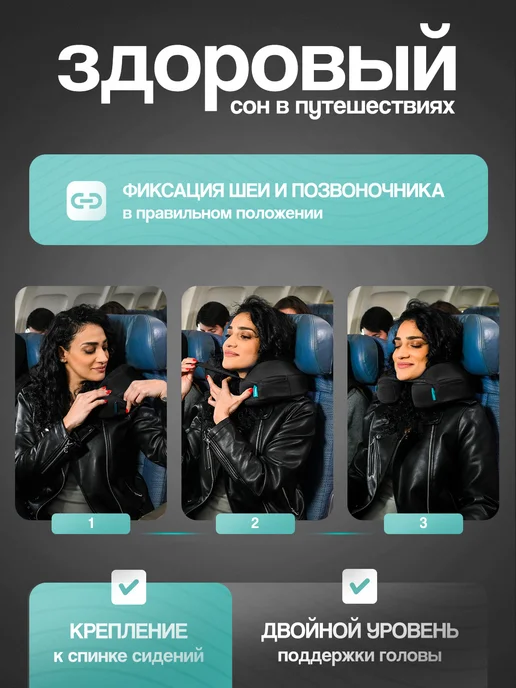 iPillow Подушка на шею для путешествий Neck Evolution, черный, фото 4