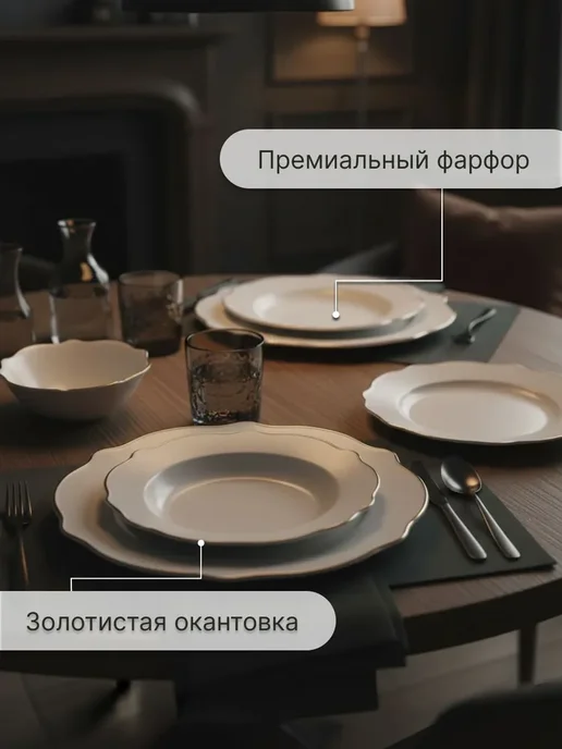 Arya home collection Набор столовой посуды, фарфор, 24 предмета Facile, белый, фото 4