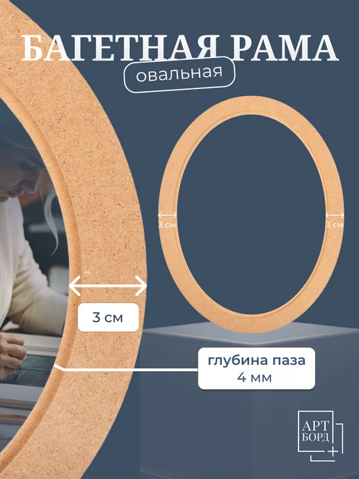 АРТБОРД + Рама овальная багетная 25х35 см, 2шт с фурнитурой из МДФ №3, 2 шт, фото 4