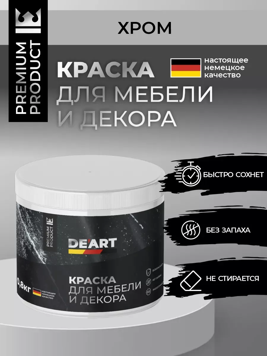 Меловая краска для мебели и дерева без запаха хром