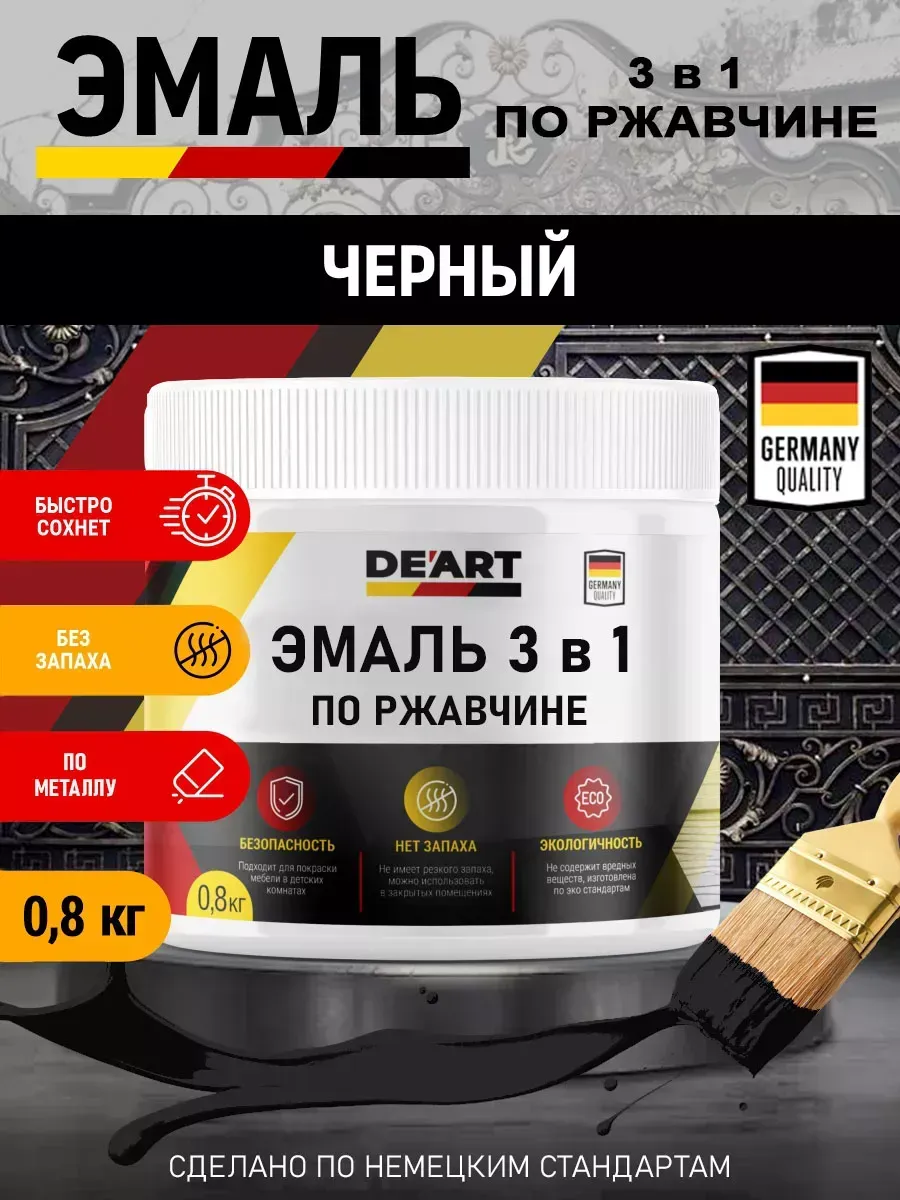 Эмаль 3 в 1 по ржавчине,черная