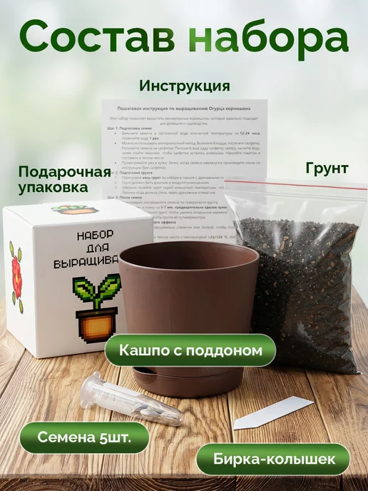 Про Растения Набор для выращивания растений Огурец корнишон, вариант, фото 2