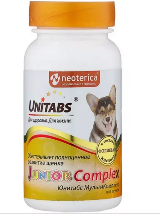 UNITABS МультиКомплекс Юнитабс JuniorComplex с Q10 для щенков 100таб, 101 мл, фото 2