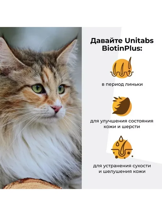 UNITABS БиотинПлюс с таурином для кожи и шерсти кошек (паста 120мл), 120 мл, фото 3