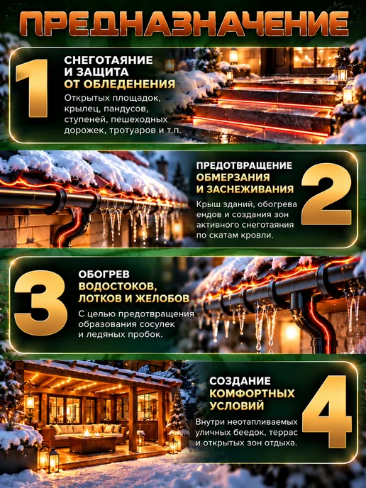 SpyHeat Греющий кабель антиобледенения 14 метров 30Вт, 14 м, 30 Вт, фото 2