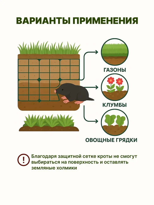 Тенет Сетка от кротов пластиковая 1 x 20 м ячейка 15 x 15 мм, 1x20 м, 20 м, фото 3