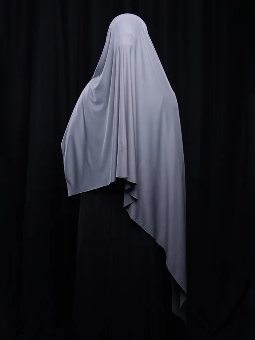 MUSLIM CLOTHING Готовый шарф хиджаб калифорния мусульманский Шейла черная, серый, фото 4