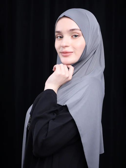 MUSLIM CLOTHING Готовый шарф хиджаб калифорния мусульманский Шейла черная, серый, фото 5