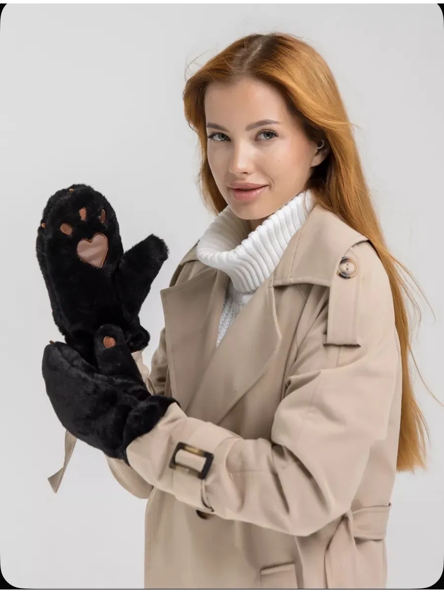 Варежки зимние пушистые