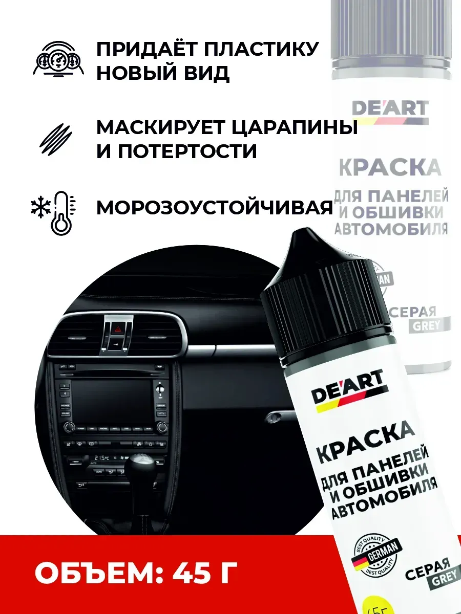 Краска для панелей и обшивки автомобиля серая фото 2