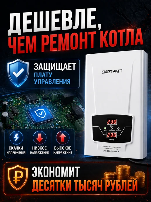 SmartWatt Стабилизатор напряжения для газового котла 500ВА, вариант, фото 3