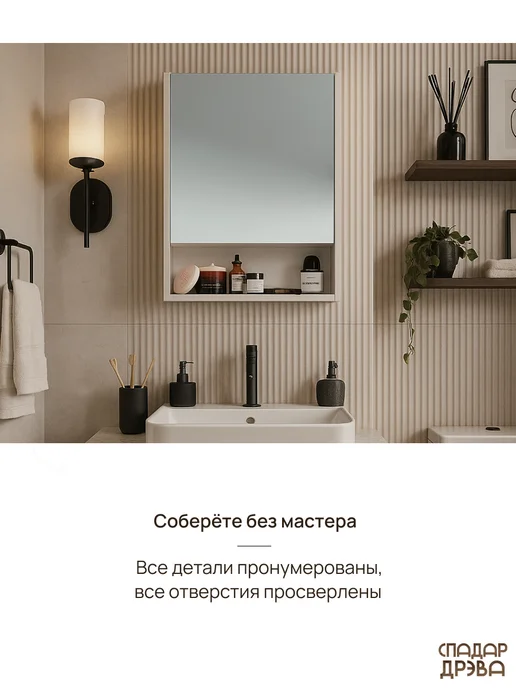 СпадарДрэва Шкаф с зеркалом в ванную 55 см, белый, фото 5