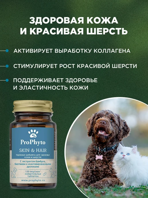 ProPhyto Витамины для собак и кошек для Кожи и Шерсти, 100 таблеток, вариант, фото 2