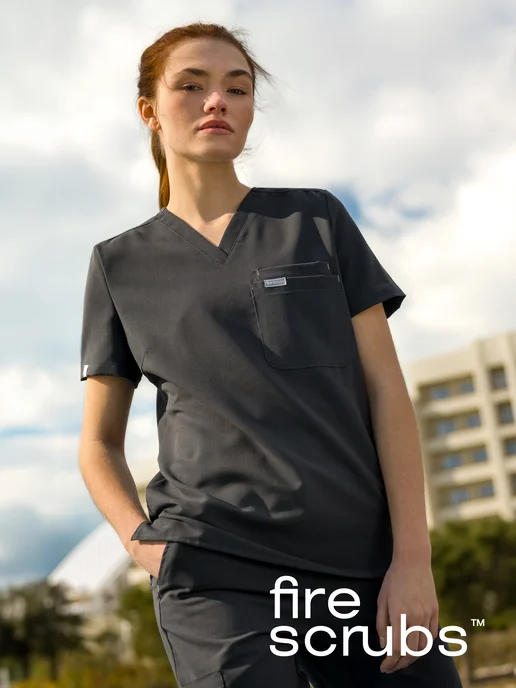 Fire Scrubs Медицинский костюм с джоггерами стрейч, серый
