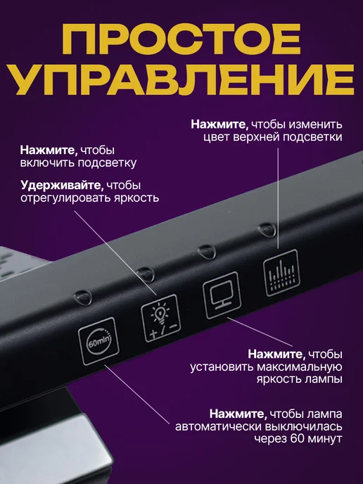 idealim electro Лампа светильник для монитора прямая с RGB-подсветкой, вариант, фото 5
