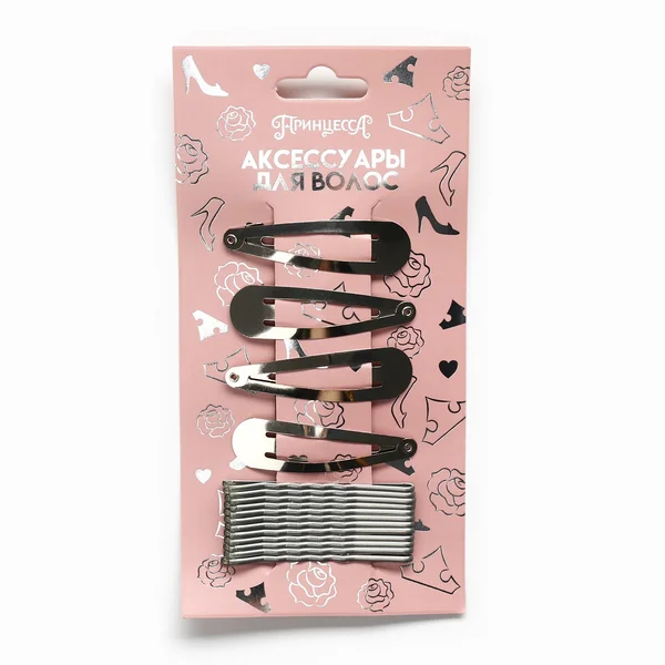 Невидимки клик-клак для волос серебристые 12 штуки Дисней