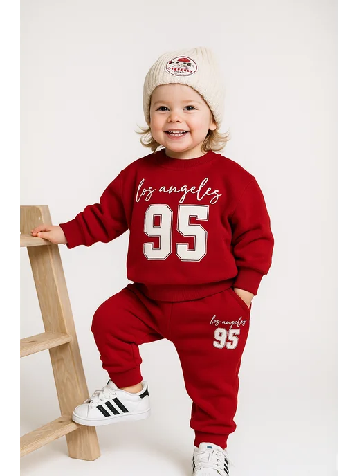 SAMION-kids Костюм детский свитшот и брюки, красный, фото 4
