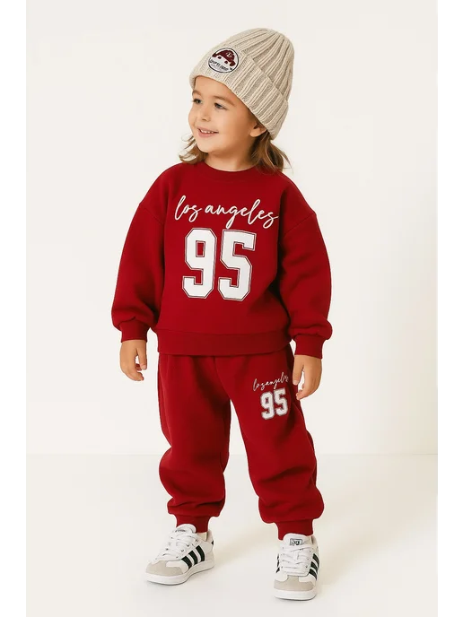 SAMION-kids Костюм детский свитшот и брюки, красный, фото 7