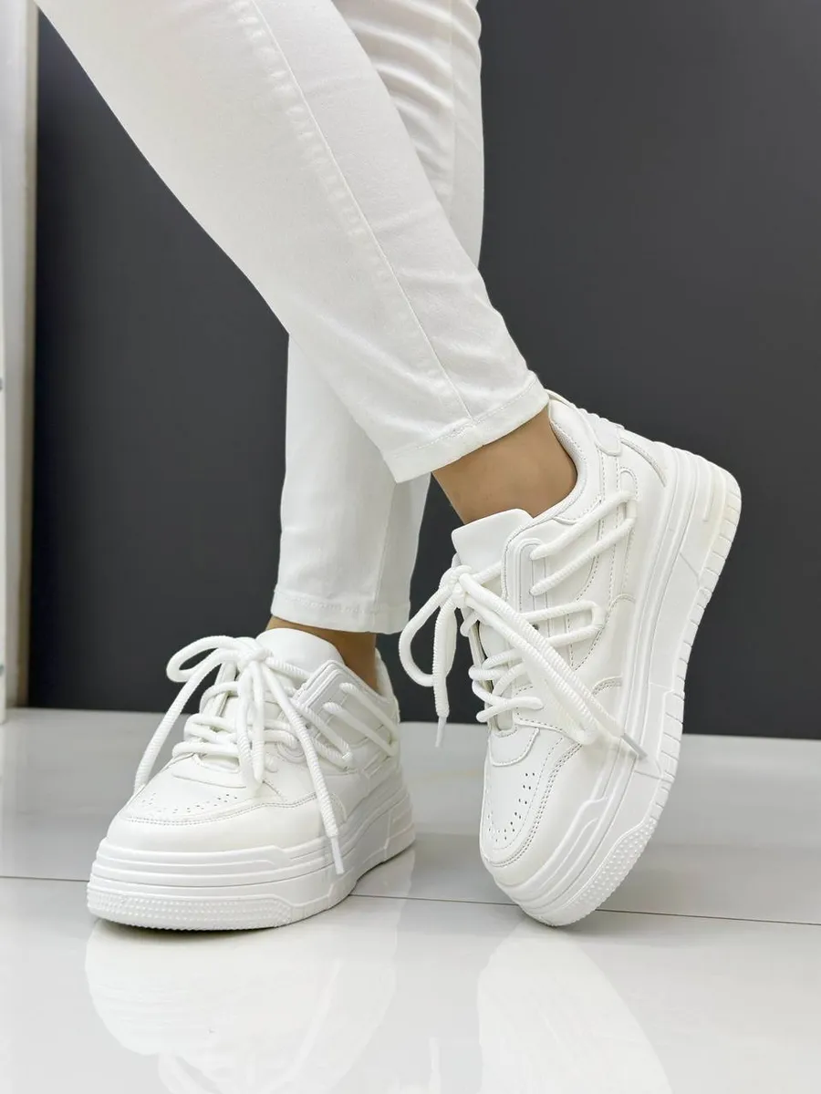Миниатюра თეთრი sneakers პლატფორმაზე უნივერსალური გაშვებული sneakers 39