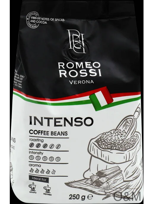 ЧТМ fantasy brands Кофе зерновой ROMEO ROSSI Intenso натуральный жареный, 250г, 250 г, фото 3