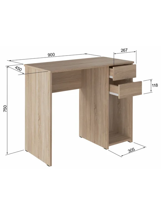Hesby Стол письменный компактный Study Station для работы и учебы, бежевый, фото 3