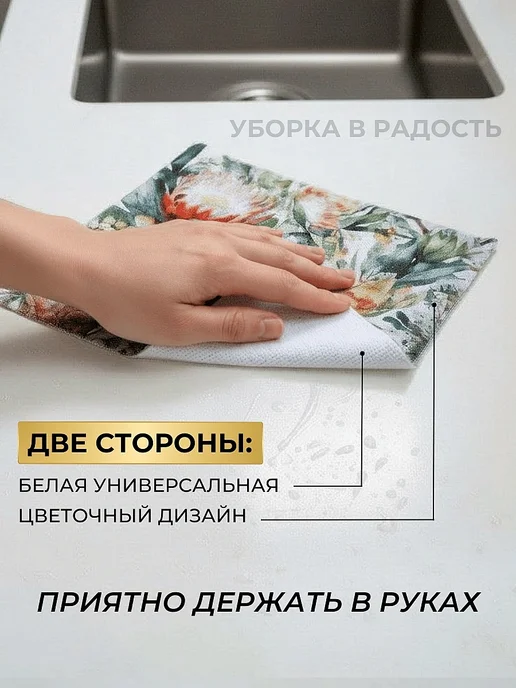 LUPPURA Салфетки для уборки и кухни из микрофибры в рулоне, серый, фото 7
